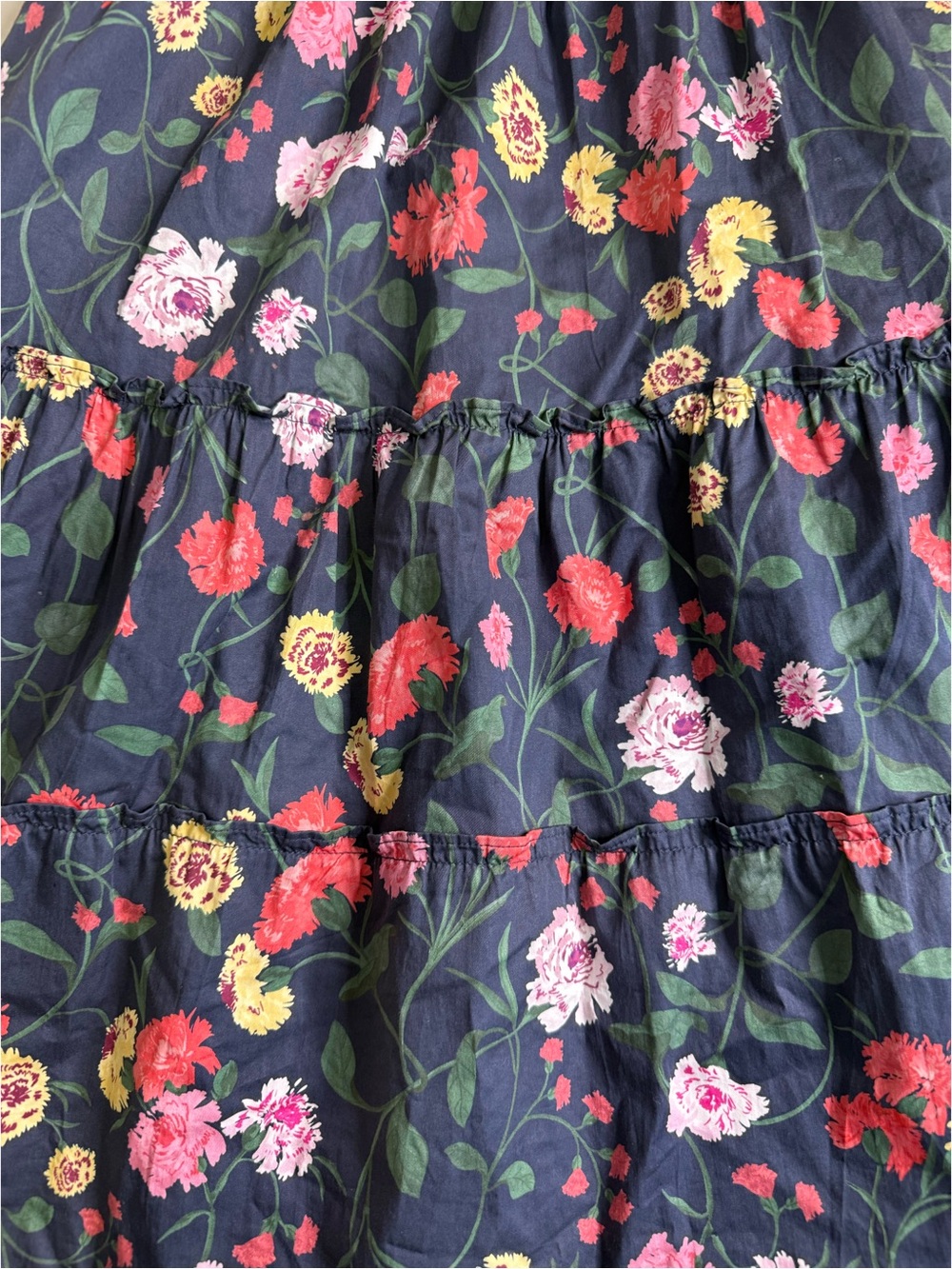 Floral Square-Neck Midi Dress in Navy - Picture 3 of 6